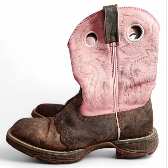 Durango Women's Flirt Western 10 inchSaddle Boots Size 9 M Pink Brown Leather - Picture 5 of 9